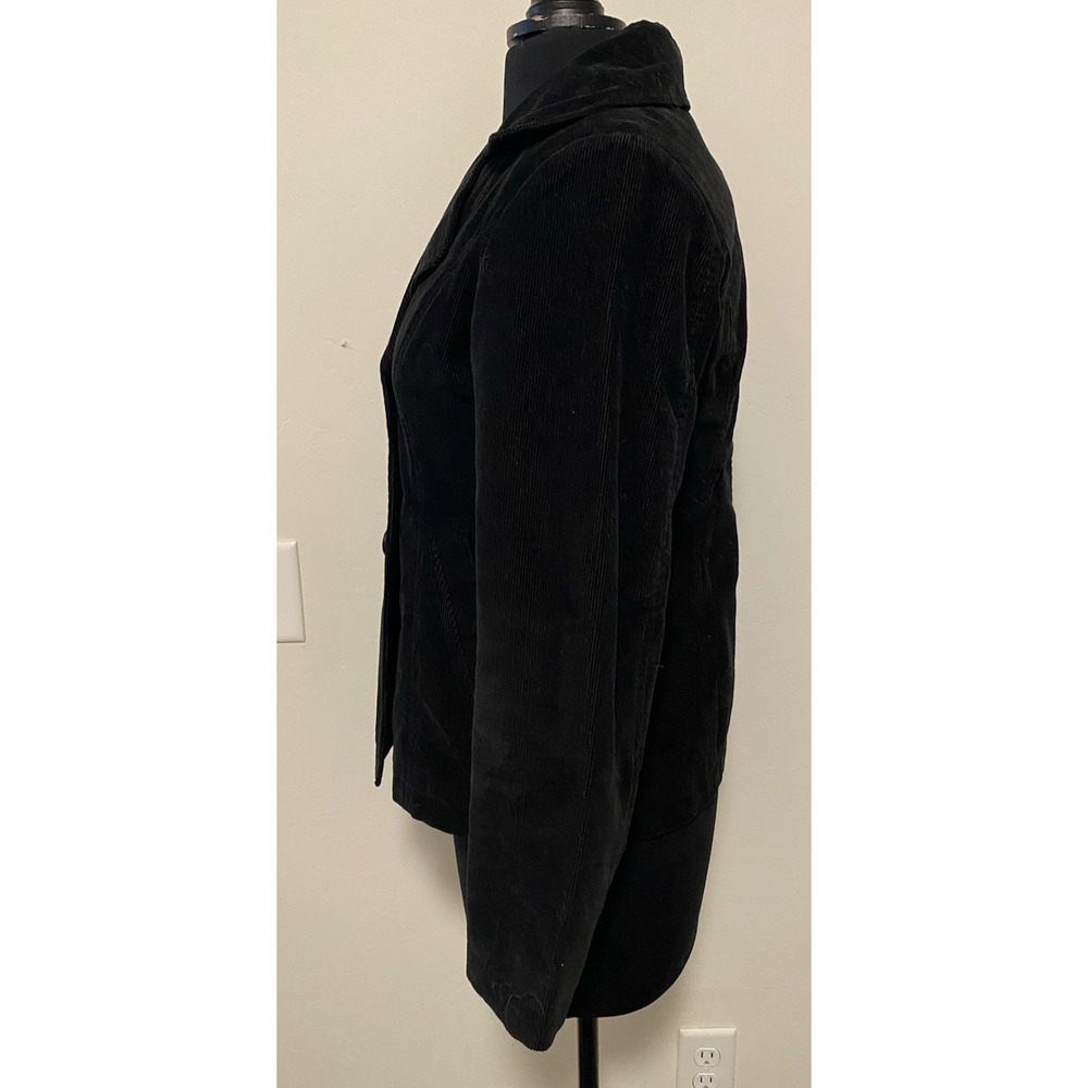 Black Double-Breasted Women's Corduroy Jacket - Picture 2 of 16